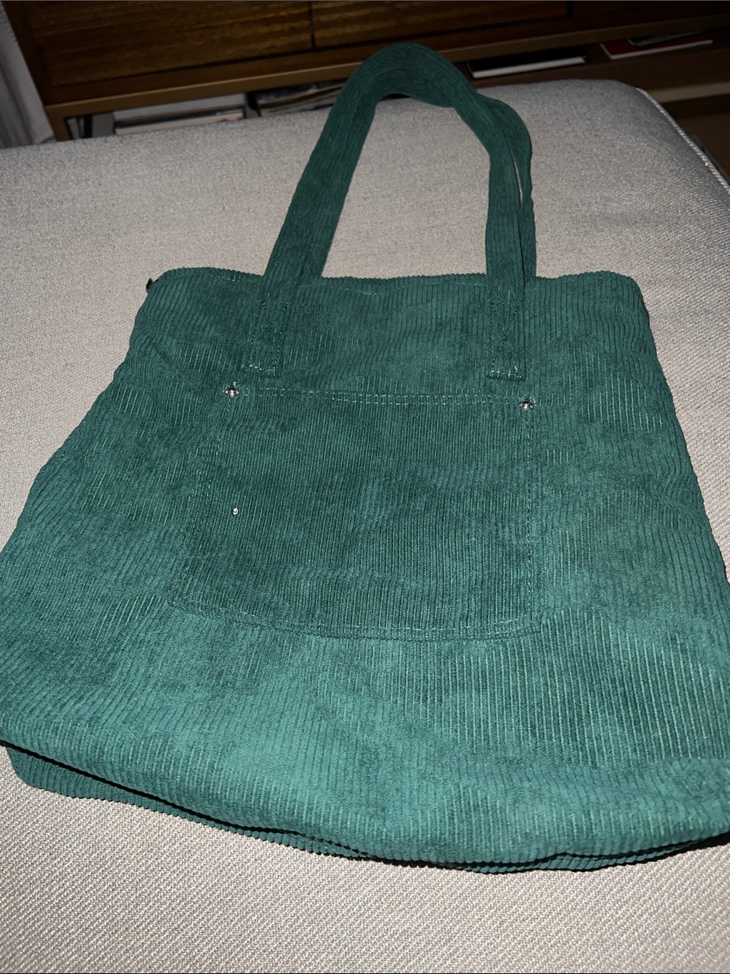 Green Corduroy Tote Bag